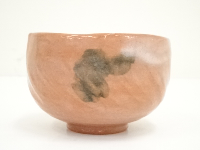 赤楽　茶碗　直しがいっぱい　楽　楽茶碗　茶道具　骨董品 茶道具 楽茶碗（らくちゃわん） 茶碗 赤楽 角印 銘「和敬」 福本積應師